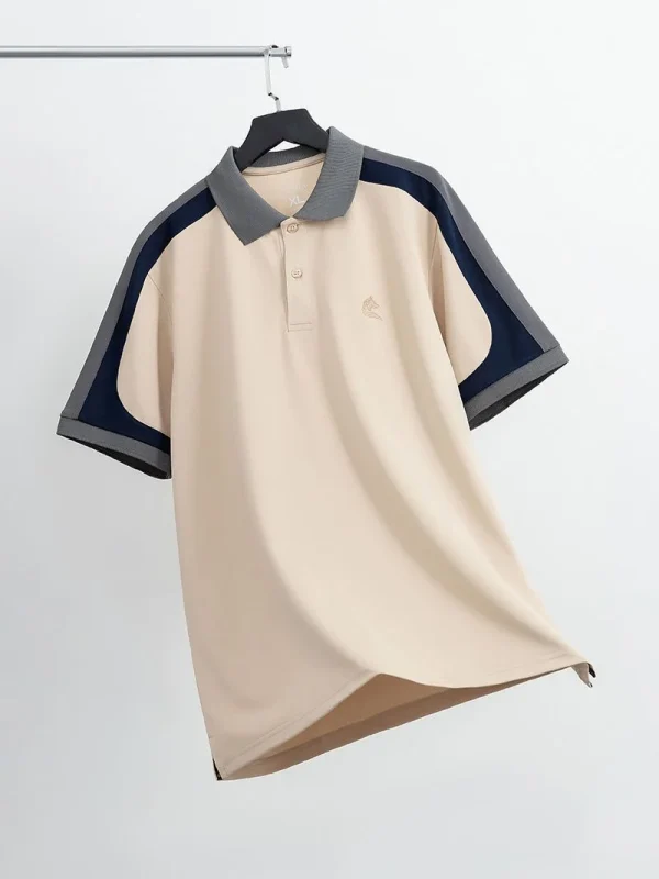 Áo Polo Nam Màu be Phối Cổ Màu xám