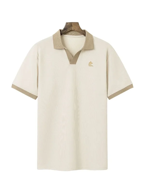 Áo Polo Nam Màu Kem Phối Cổ Màu Đồng